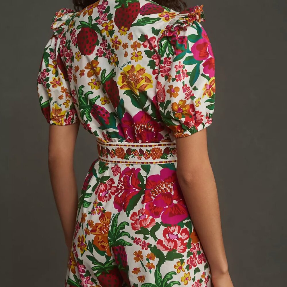 FARM Rio White Floral Cotton Romper with Pink, Orange & Green Florals - Picture 6 of 13
